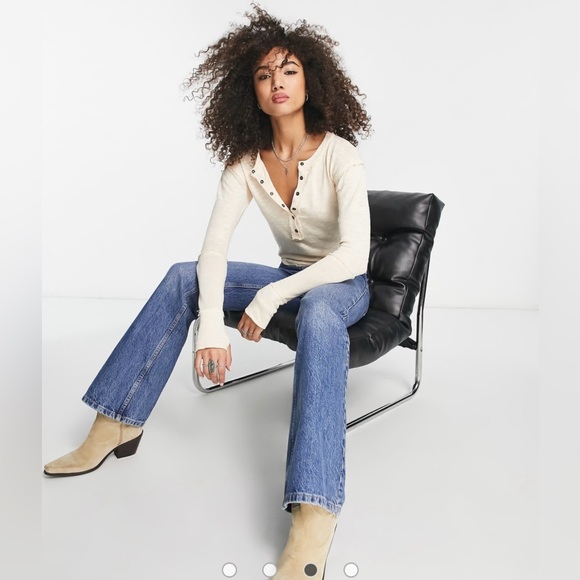 5 for $25❗️Free People Phoebe jersey henley top in ivory - Picture 6 of 13